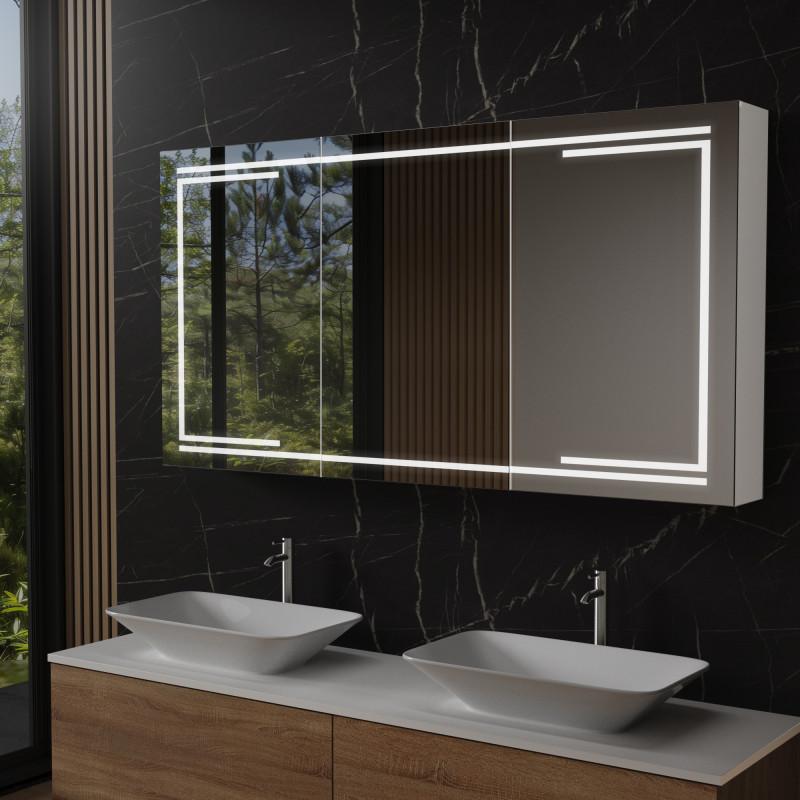 LED Spiegelschrank aus Aluminium - Kocher/Weiß