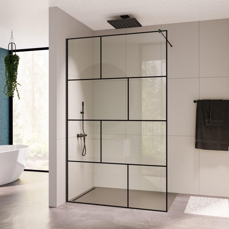 Glastrennwand Dusche mit Farbdruck FRAME BRICK