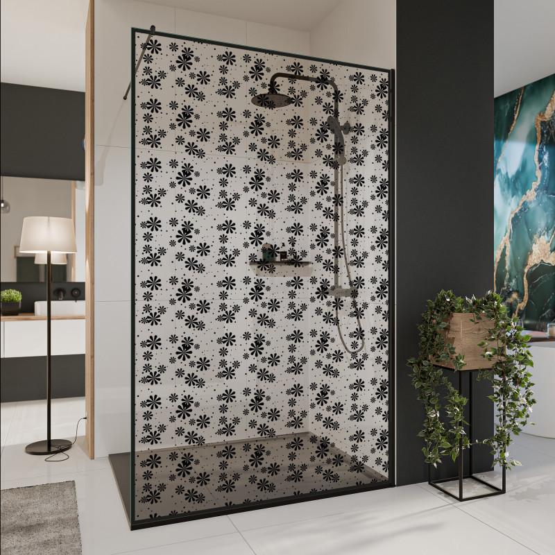 Glastrennwand Dusche mit Farbdruck FRAME BLUMEN 2