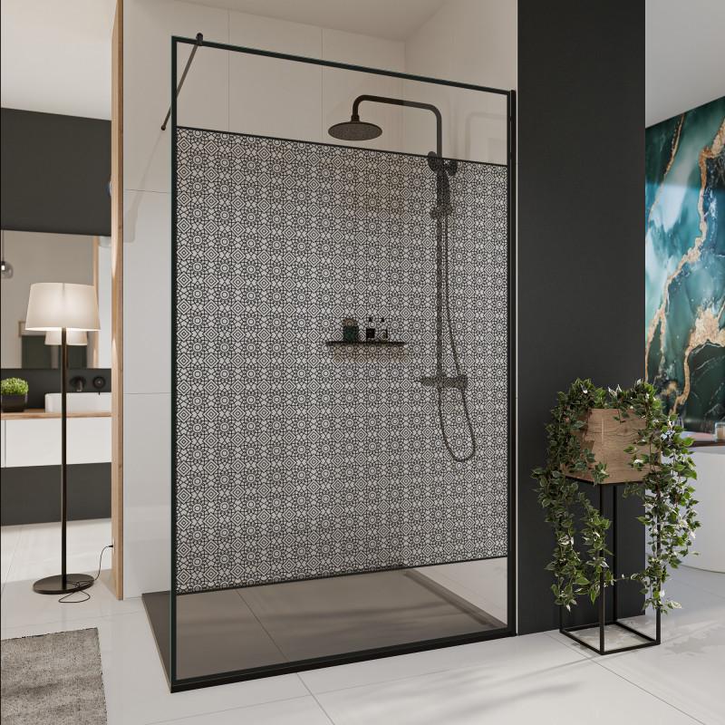 Glastrennwand Dusche mit Farbdruck FRAME BLOSSOM 2