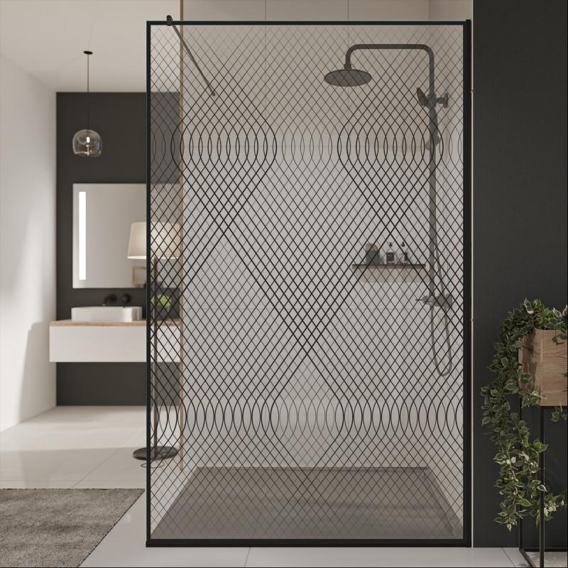 Glastrennwand Dusche mit Farbdruck FRAME ACACIA