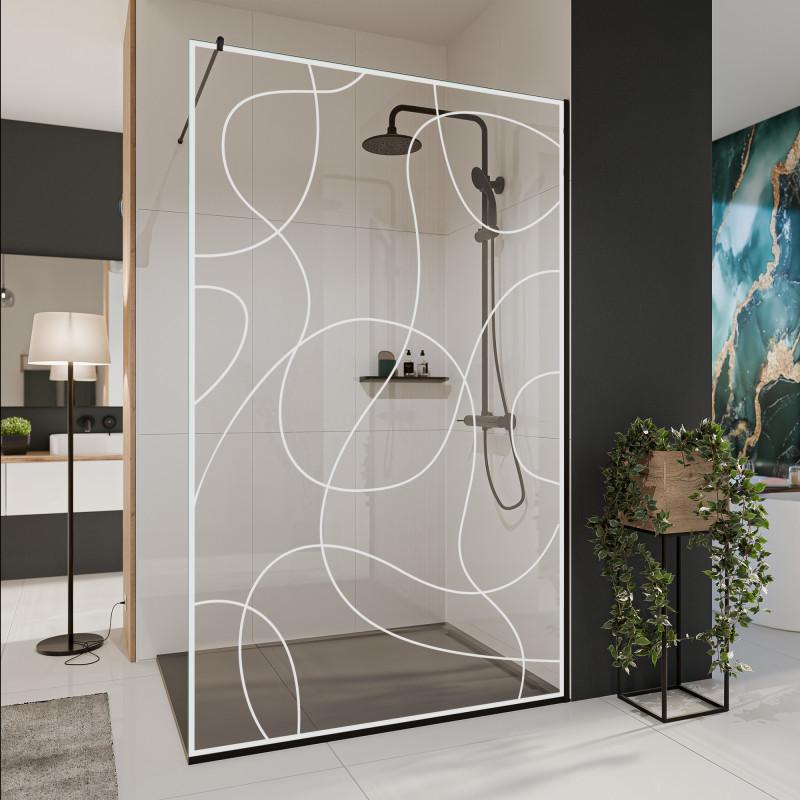 Glastrennwand Dusche mit Farbdruck FRAME SCRIBBLE