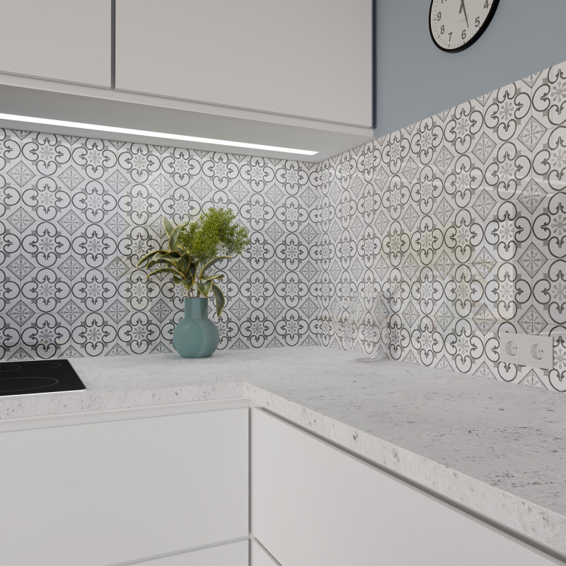 Küchenrückwand ESG Glas 6mm mit keramischen Farbdruck VINTAGE TILE 1