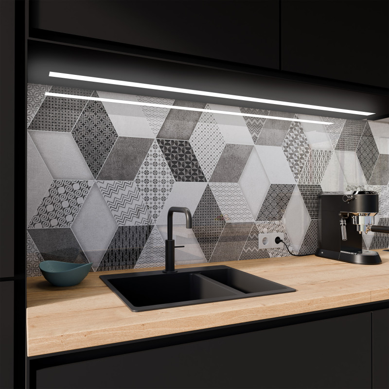 Küchenrückwand ESG Glas 6mm mit keramischen Farbdruck GEOMETRIC TILE 1