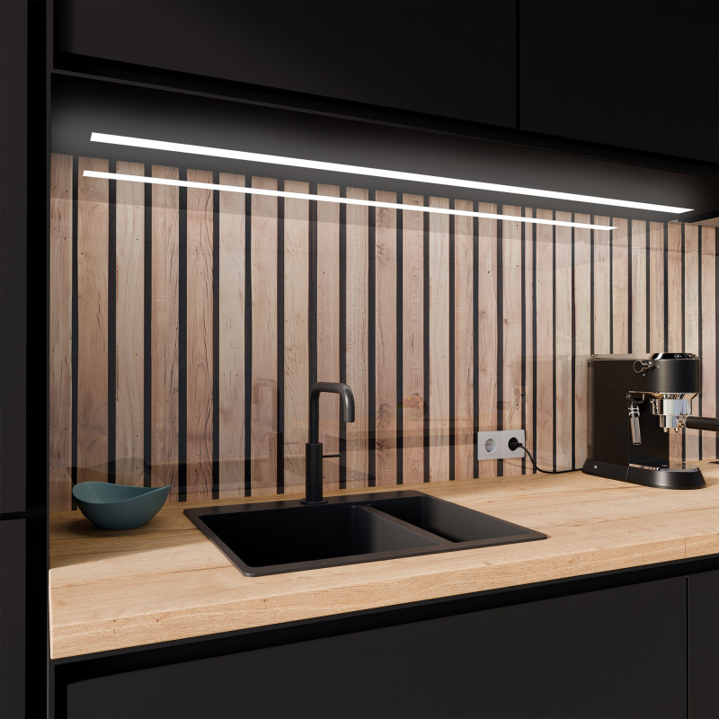 Küchenrückwand ESG Glas 6mm mit keramischen Farbdruck LAMELLEN 2