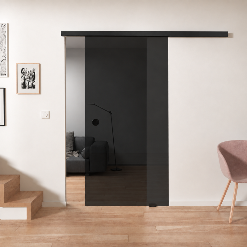 Glasschiebetür nach Maß ESG 8mm Dark Grey PURE
