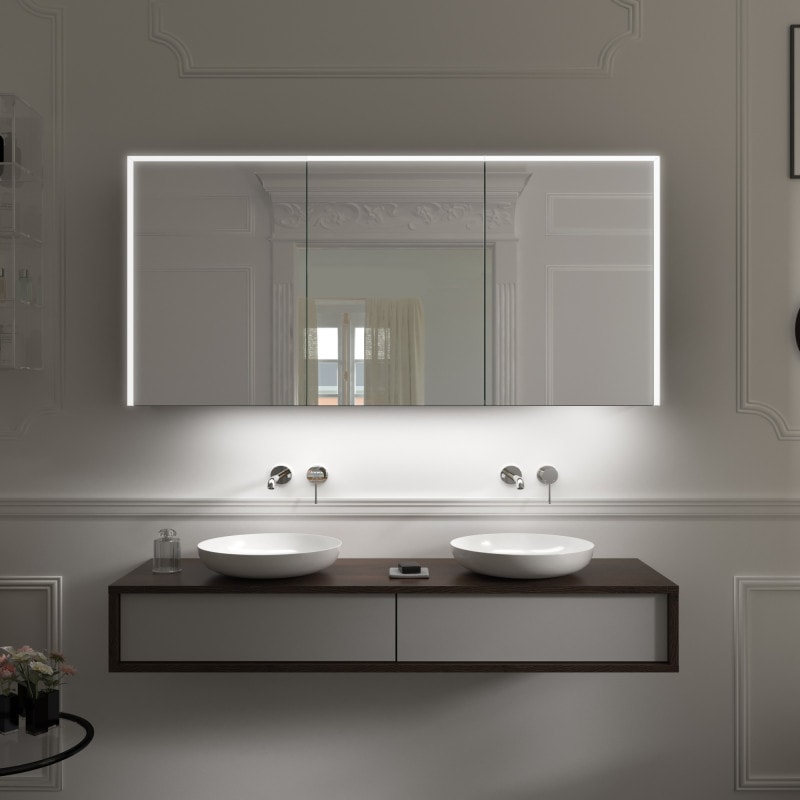 LED Spiegelschrank Badschrank Badspiegel 4W Badezimmer Edelstahl 60x60cm