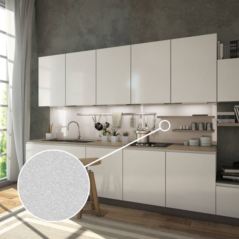 Glasrückwand Küche - Grau metallisch glänzend - REF 9007, 6mm