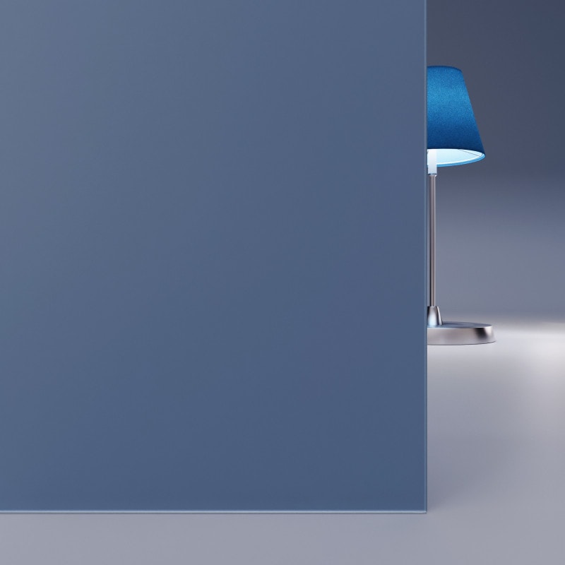 Blau lackiertes ESG Glas SATINATO 4mm