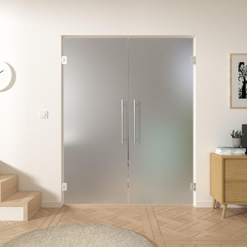 Doppel-Pendeltür aus Glas ESG 8mm Satinato Milchglas-Optik