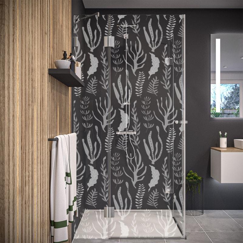 Duschkabine Glas Eckeinstieg mit Motiv SEEGRAS 209