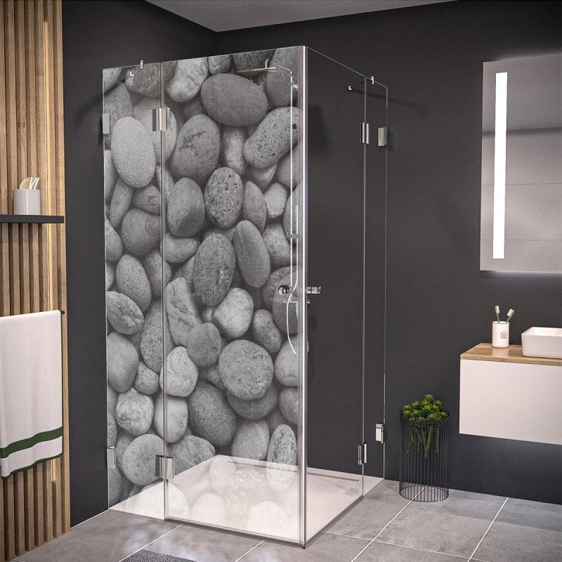 Duschkabine Glas Eckeinstieg mit Motiv STEINE 209