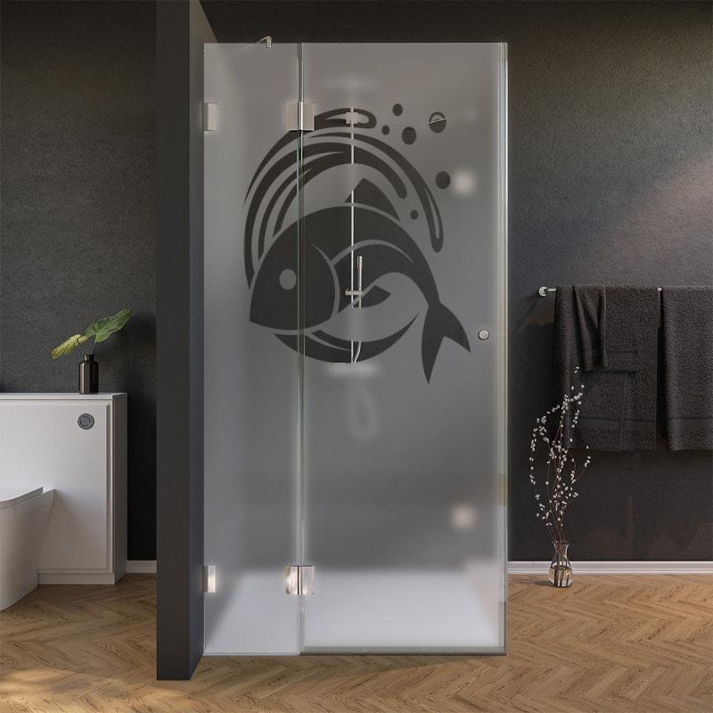 Glas Duschkabine Tür seitlich mit Motiv FISCH 1/210