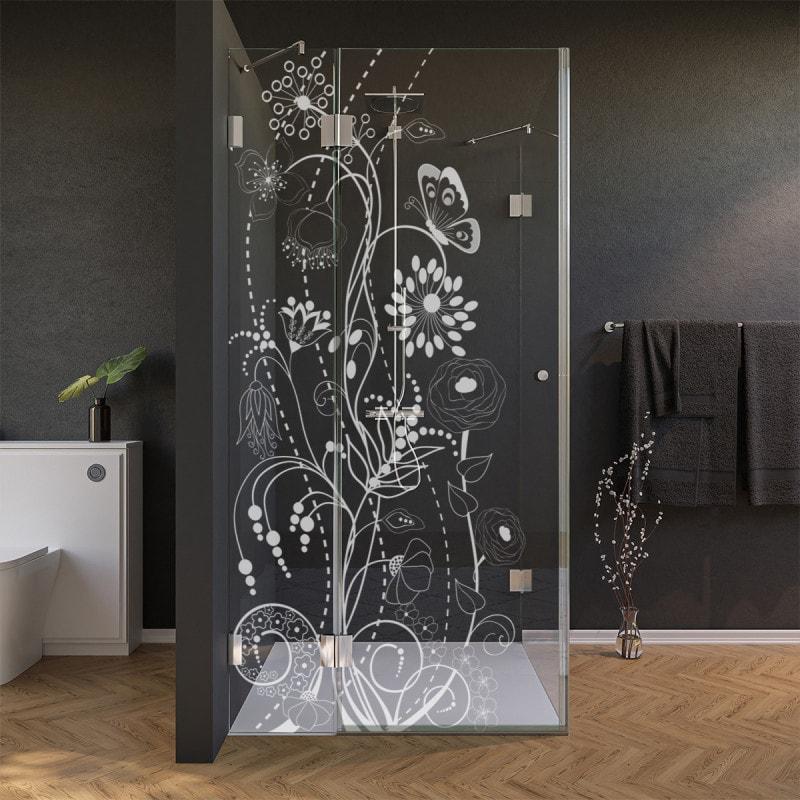Glas Duschkabine Tür seitlich mit Motiv BLUMEN 1/210