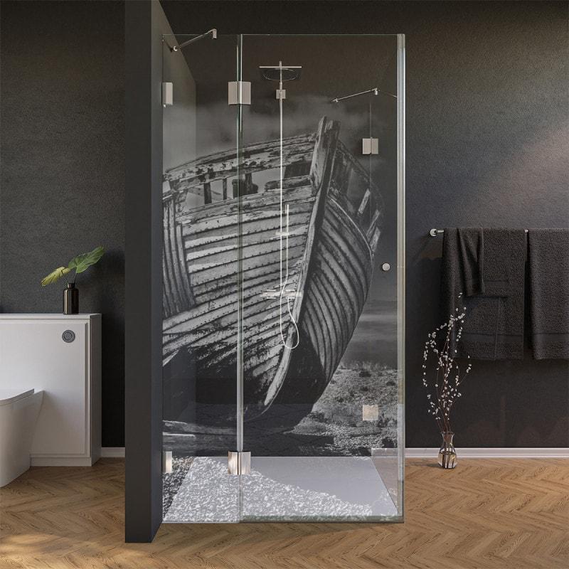 Glas Duschkabine Tür seitlich mit Motiv BOOT 1/210