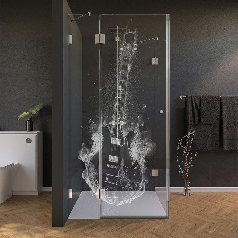Glas Duschkabine Tür seitlich mit Motiv GITARRE 210