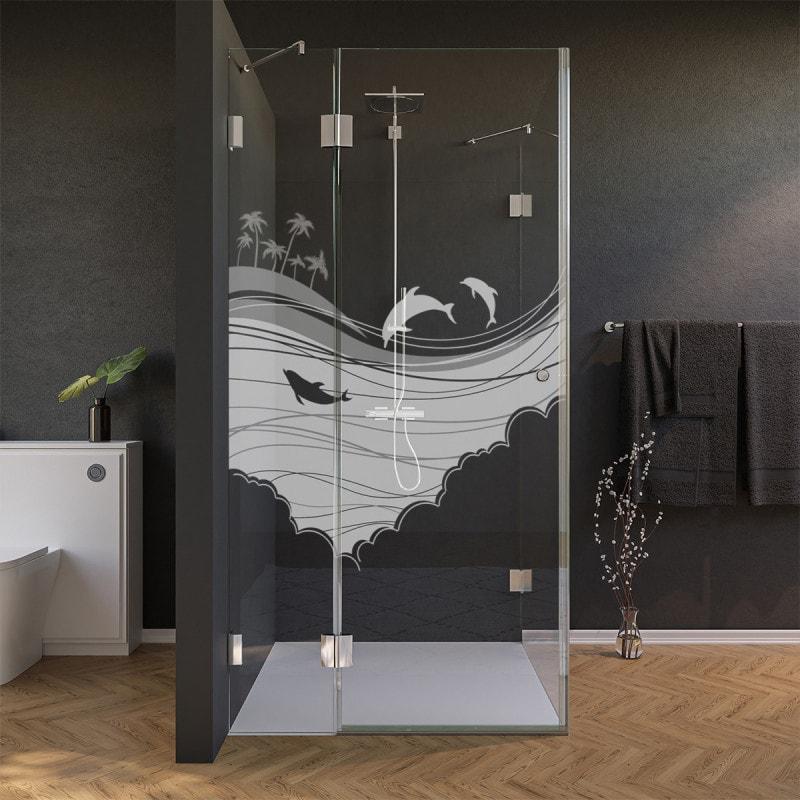 Glas Duschkabine Tür seitlich mit Motiv MEER 2/210