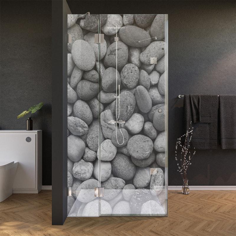 Glas Duschkabine Tür seitlich mit Motiv STEINE 210