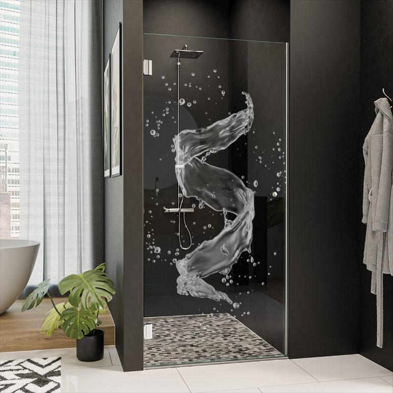 Dusche Nischentür nach Maß mit Motiv WASSER 3/101