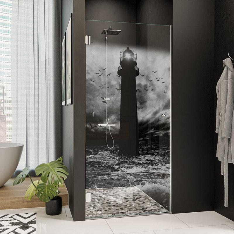 Dusche Glas Nischentür mit Motiv LEUCHTTURM 2/101