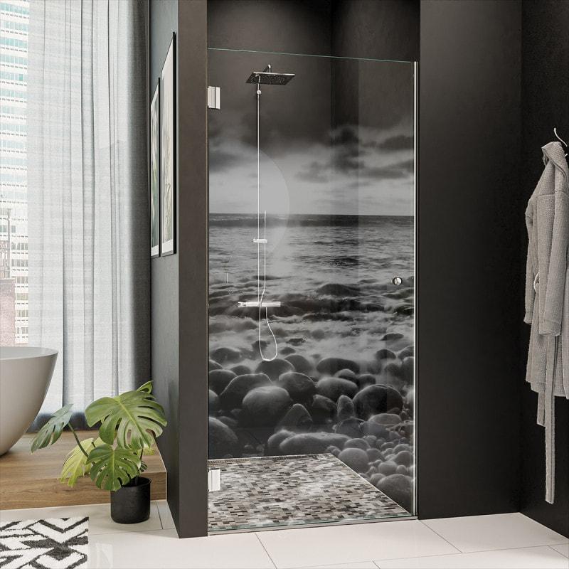 Dusche Nischentür Echtglas mit Motiv MEER 1/101