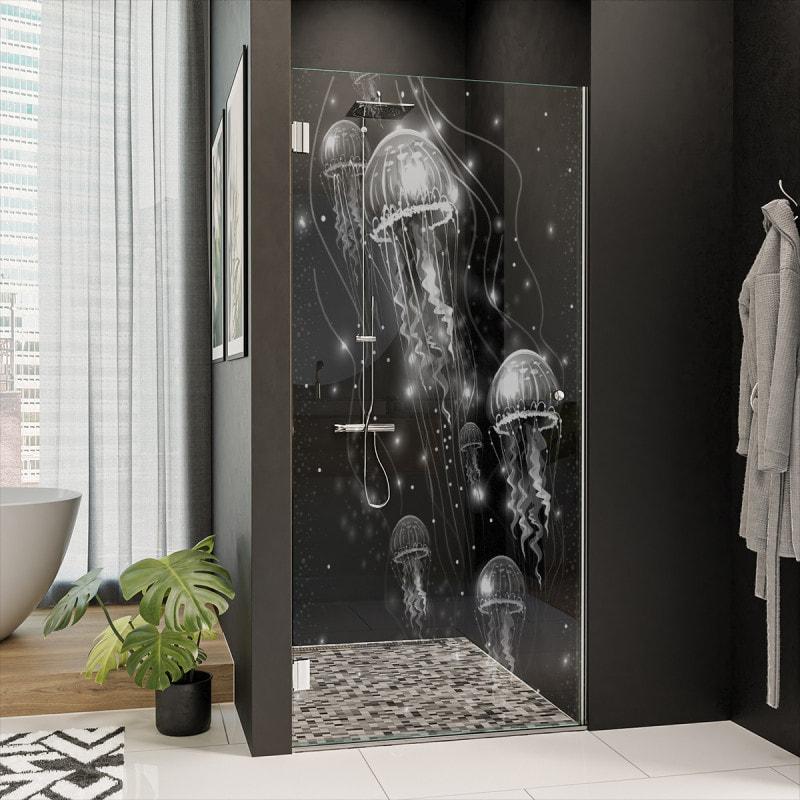 Dusche Echtglas-Tür nach Maß QUALLEN 101