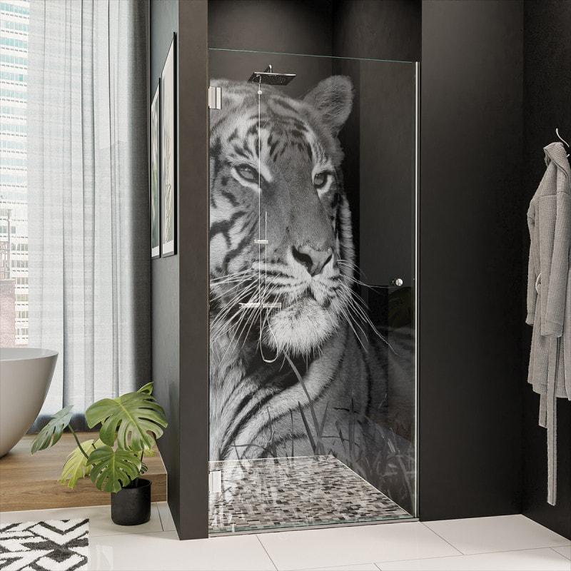 Echtglas Duschtür mit Motiv TIGER 101