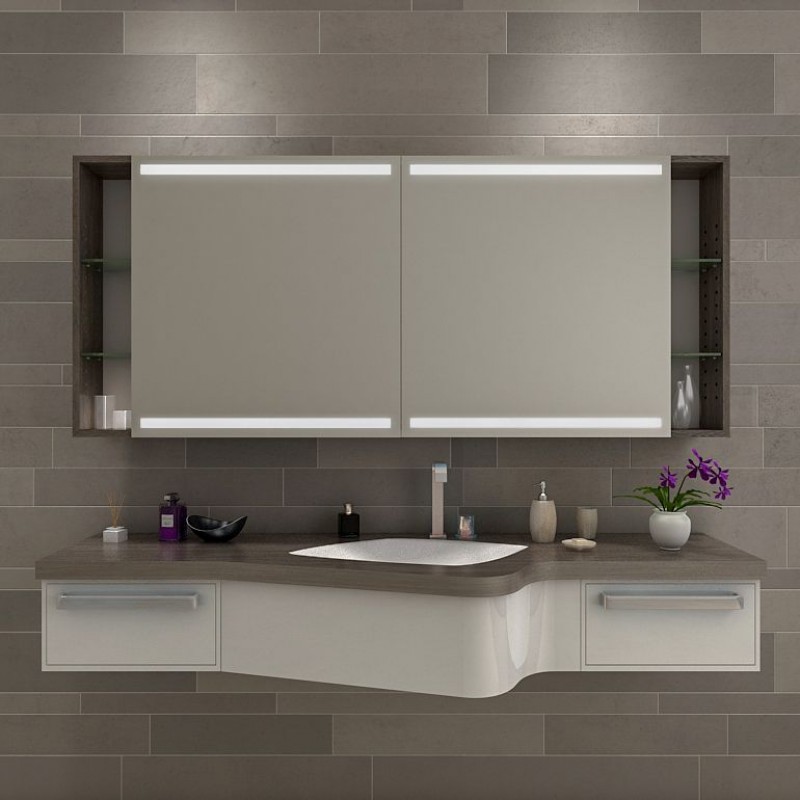 Schränke & Wandschränke Spiegelschrank mit LED Beleuchtung 80 cm matt