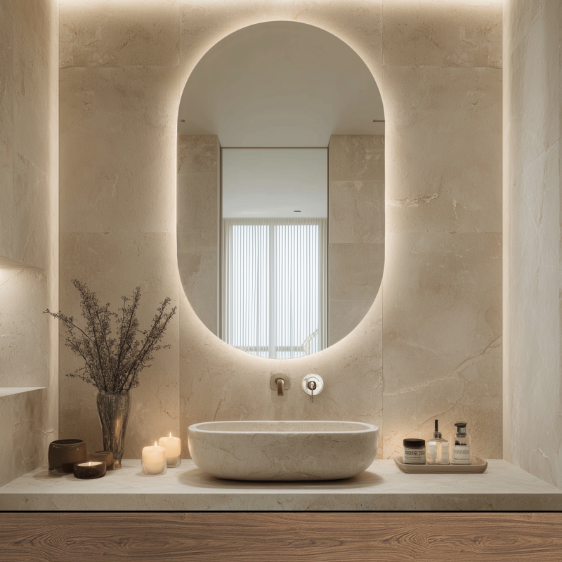Badspiegel mit Rundbogen und Hintergrundbeleuchtung F609L4K