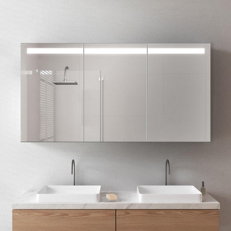 Beleuchteter Bad-Spiegelschrank aus Alu - Lippe Beleuchteter Bad-Spiegelschrank aus Alu - Lippe