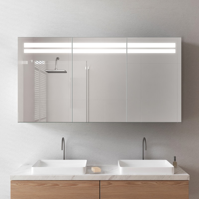 Beleuchteter Bad-Spiegelschrank aus Alu - Mosel