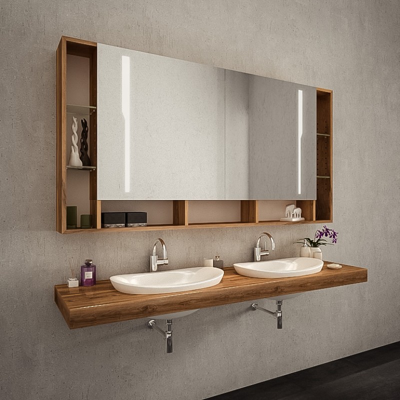 Badezimmer Spiegelschrank Holz