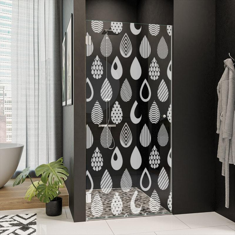 Dusche Echtglas-Tür nach Maß TROPFEN 2/101
