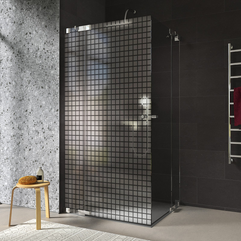 Glas Duschkabine Eckeinstieg mit Dekor CARRE 2/209