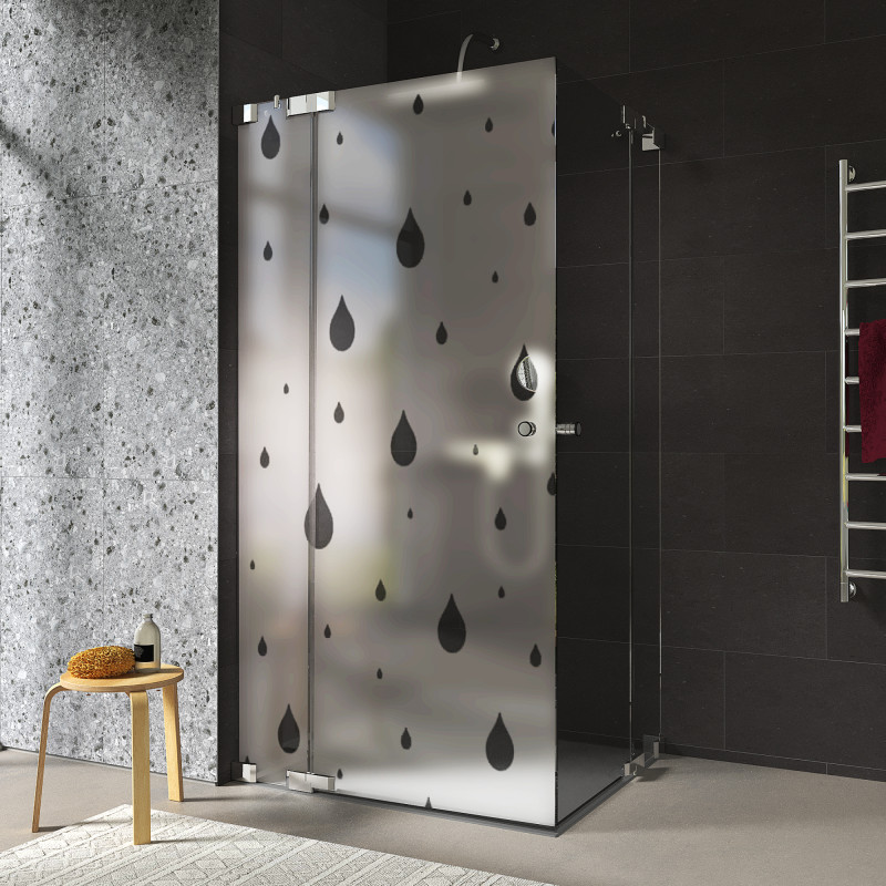 Duschkabine Glas Eckeinstieg mit Motiv TROPFEN 1/209