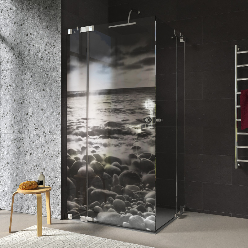 Duschkabine Glas Eckeinstieg mit Motiv MEER 1/209