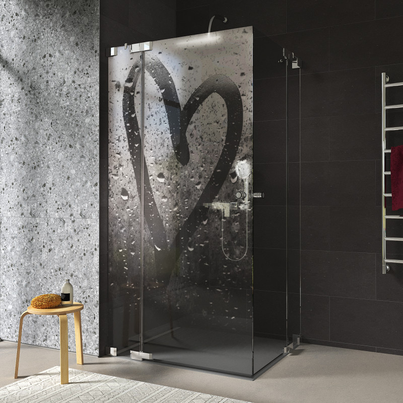 Duschkabine Glas Eckeinstieg mit Motiv HERZ 209