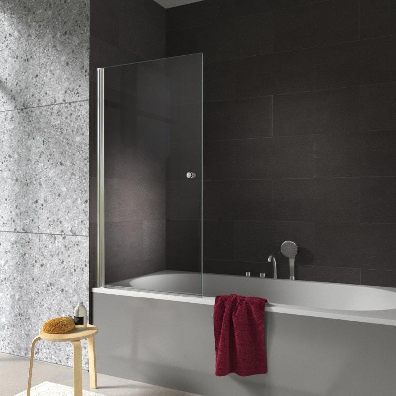 Duschwand Badewanne Glas mit Drehtür - Perla (links) Duschwand Badewanne Glas mit Drehtür - Perla (links)
