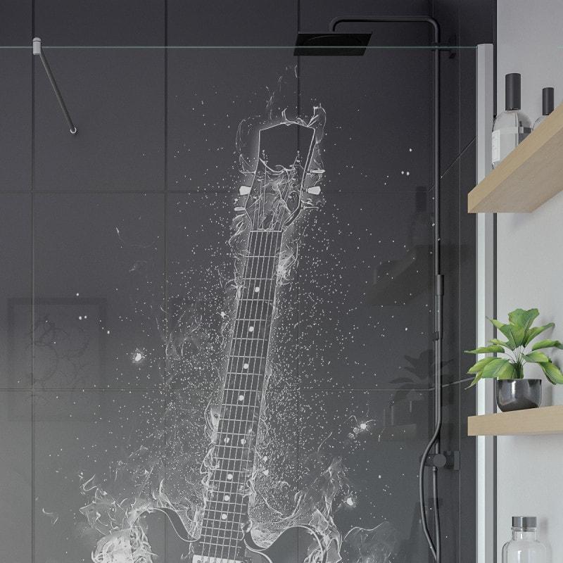 Feelyou Duschvorhang Mit Gitarren-Motiv – Musik-Thema, Wasserdicht, 183x183 Cm + 12 Hake