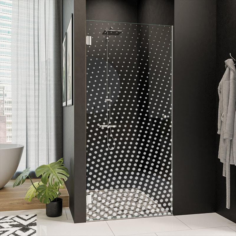 Echtglas Duschtür auf Maß mit Dekor DOT 1/101 Echtglas Duschtür auf Maß mit Dekor DOT 1/101