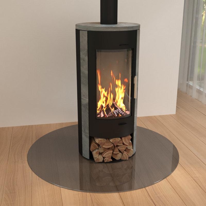 Funkenschutz Runde Glasplatte 8 mm Graues ESG Glas Parsol®