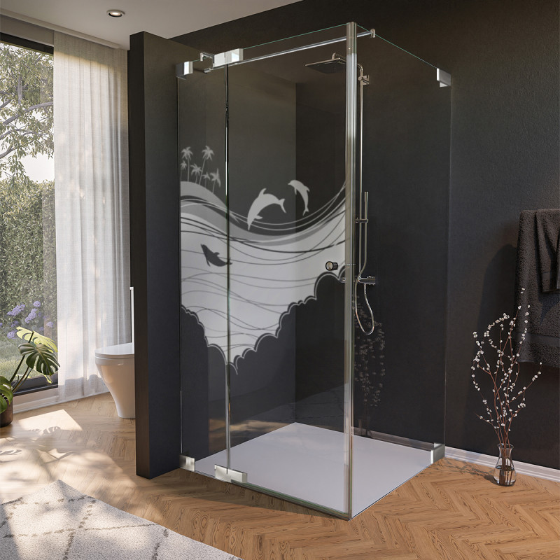 Glas Duschkabine Tür seitlich mit Motiv MEER 2/210