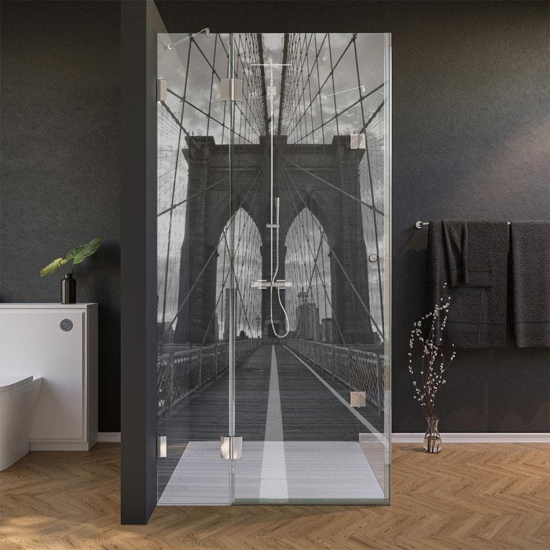 Glas Duschkabine Tür seitlich mit Motiv BROOKLYN BRIDGE 210