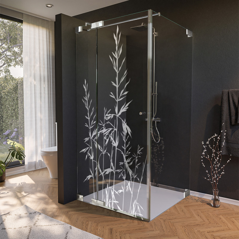 Glas Duschkabine Tür seitlich mit Motiv GRÄSER 210