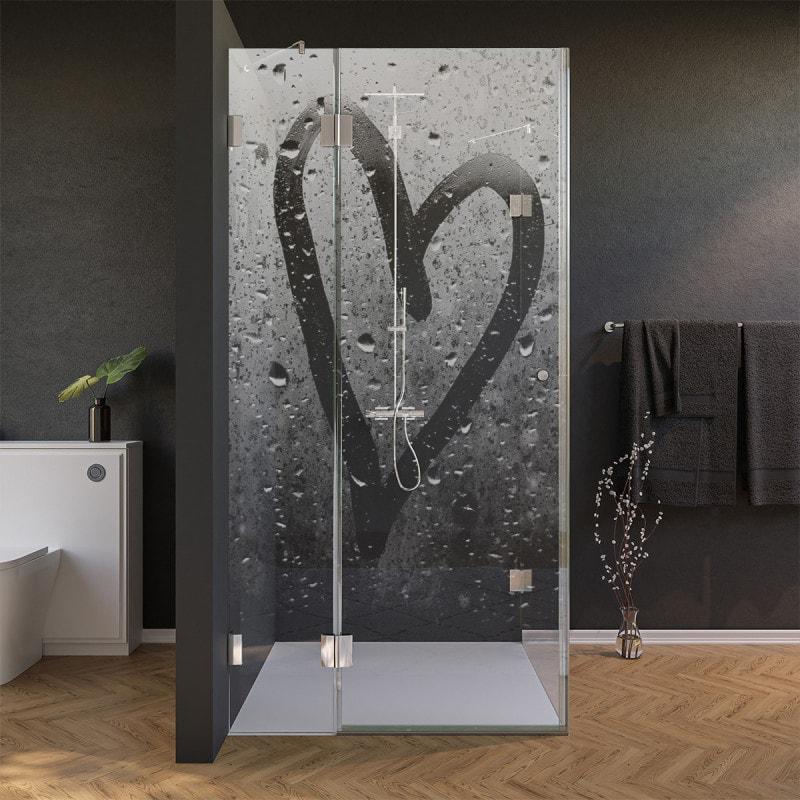 Glas Duschkabine Tür seitlich mit Motiv HERZ 210 Glas Duschkabine Tür seitlich mit Motiv HERZ 210