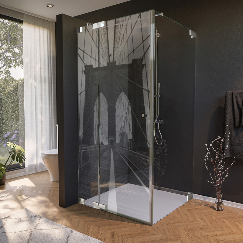 Glas Duschkabine Tür seitlich mit Motiv BROOKLYN BRIDGE 210