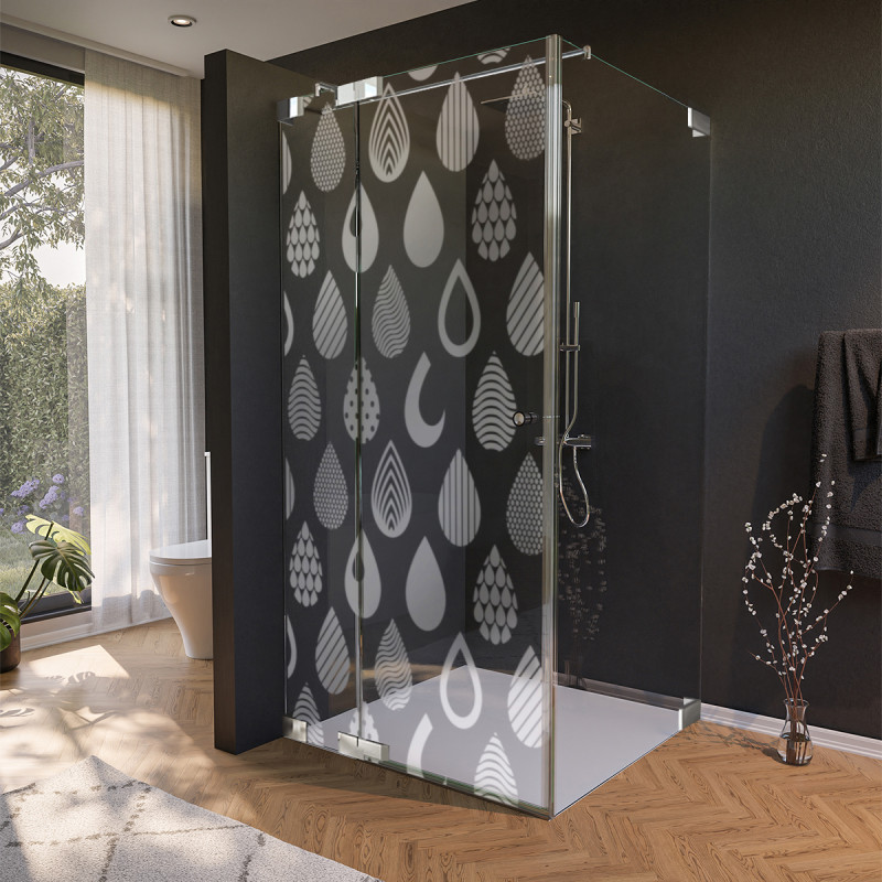 Glas Duschkabine Tür seitlich mit Motiv TROPFEN 2/210