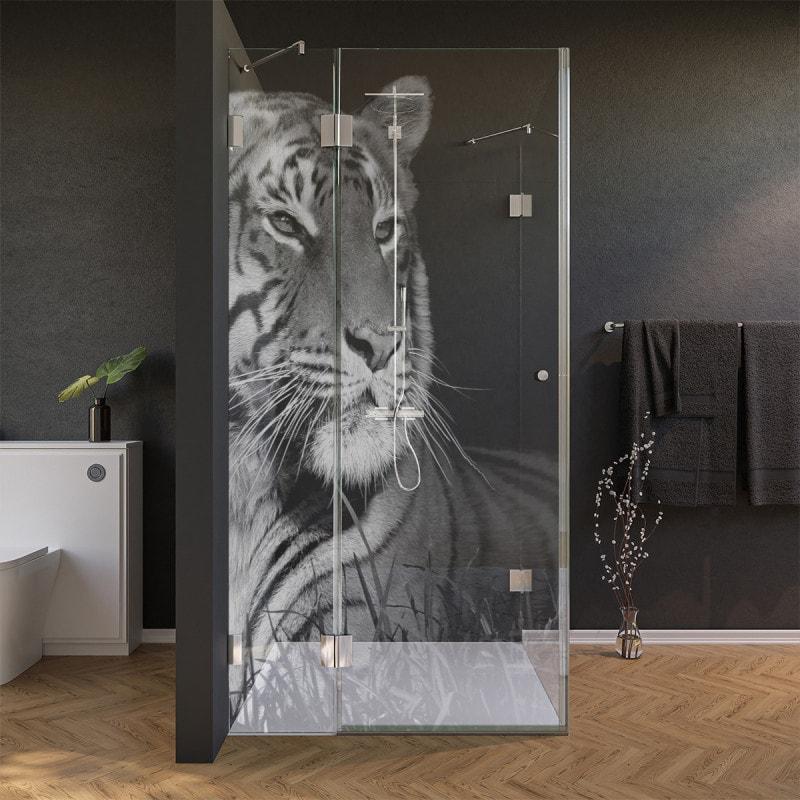 Glas Duschkabine Tür seitlich mit Motiv TIGER 210 Glas Duschkabine Tür seitlich mit Motiv TIGER 210