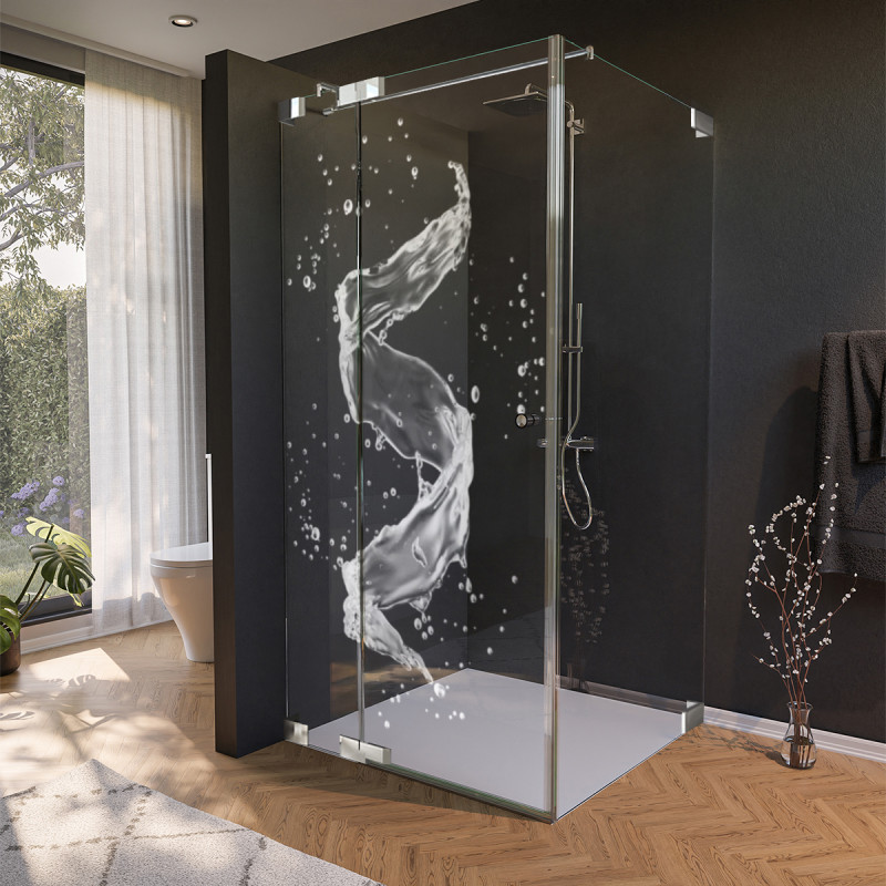 Glas Duschkabine Tür seitlich mit Dekor WASSER 3/210