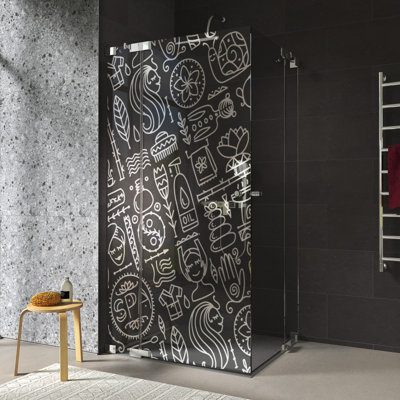 Duschkabine Glas Eckeinstieg mit Motiv SPA 1/209